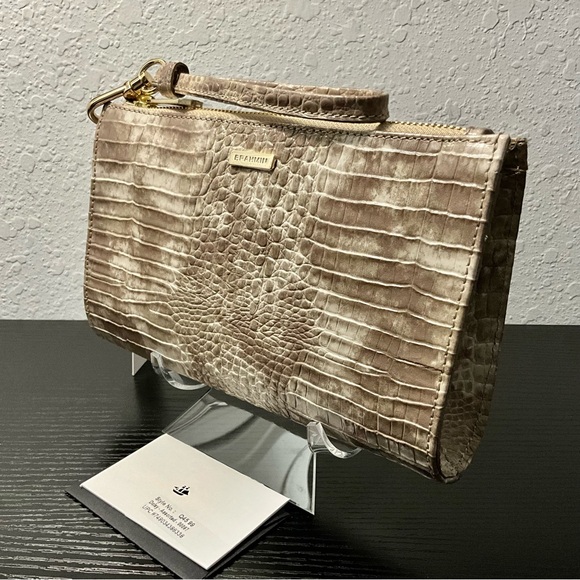 Brahmin Daisy ASSORTED Beige, Light Taupe & Clay Leather Wristlet